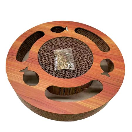 Round Cat Scratching Post With Toy Ball Turntable