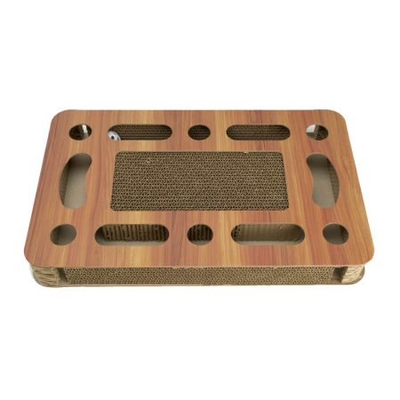 Square Cat Scratching Board With Toy Ball Turntable